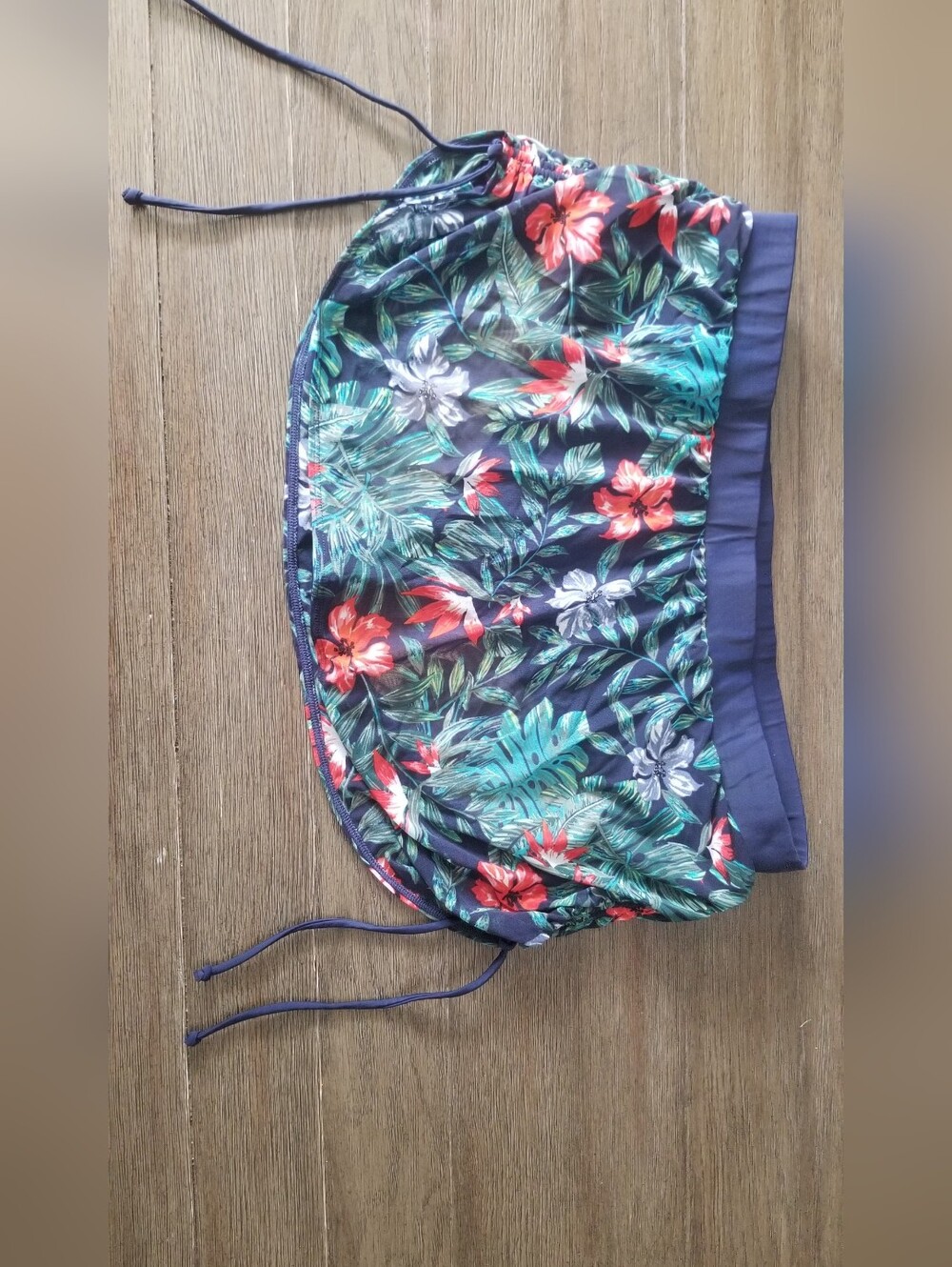 Lane Bryant Swim Cacique Navy Floral Bikini Sheer Skirt Bottom with Red & Teal